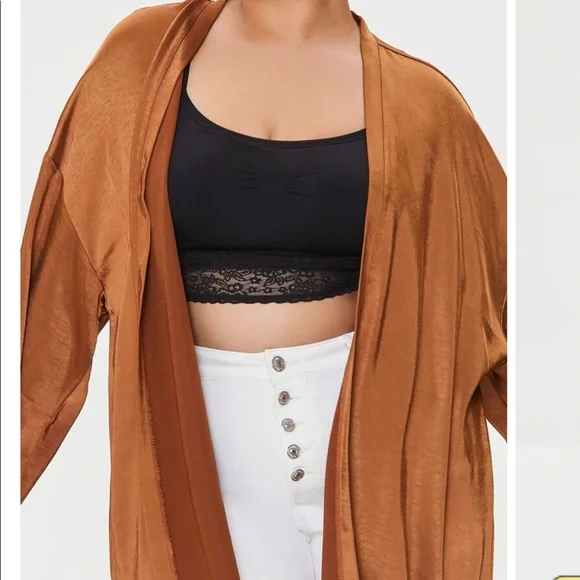 •Plus Size• Open-Front Satin Kimono - Picture 4 of 5